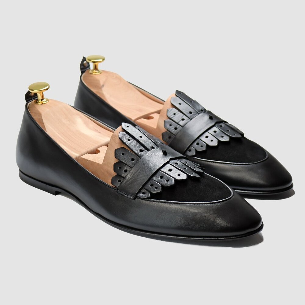 JB Ander Scottie Kilt Loafer – Black – Men’s Italian Leather Loafers